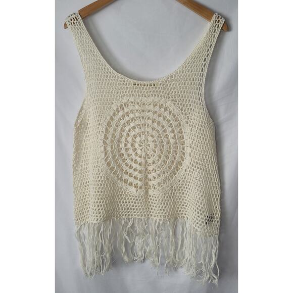 Hippie Laundry- Women's Cream colored crochet vest- size large - Picture 1 of 6